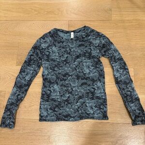 Athleta Blue Floral Long Sleeve Top